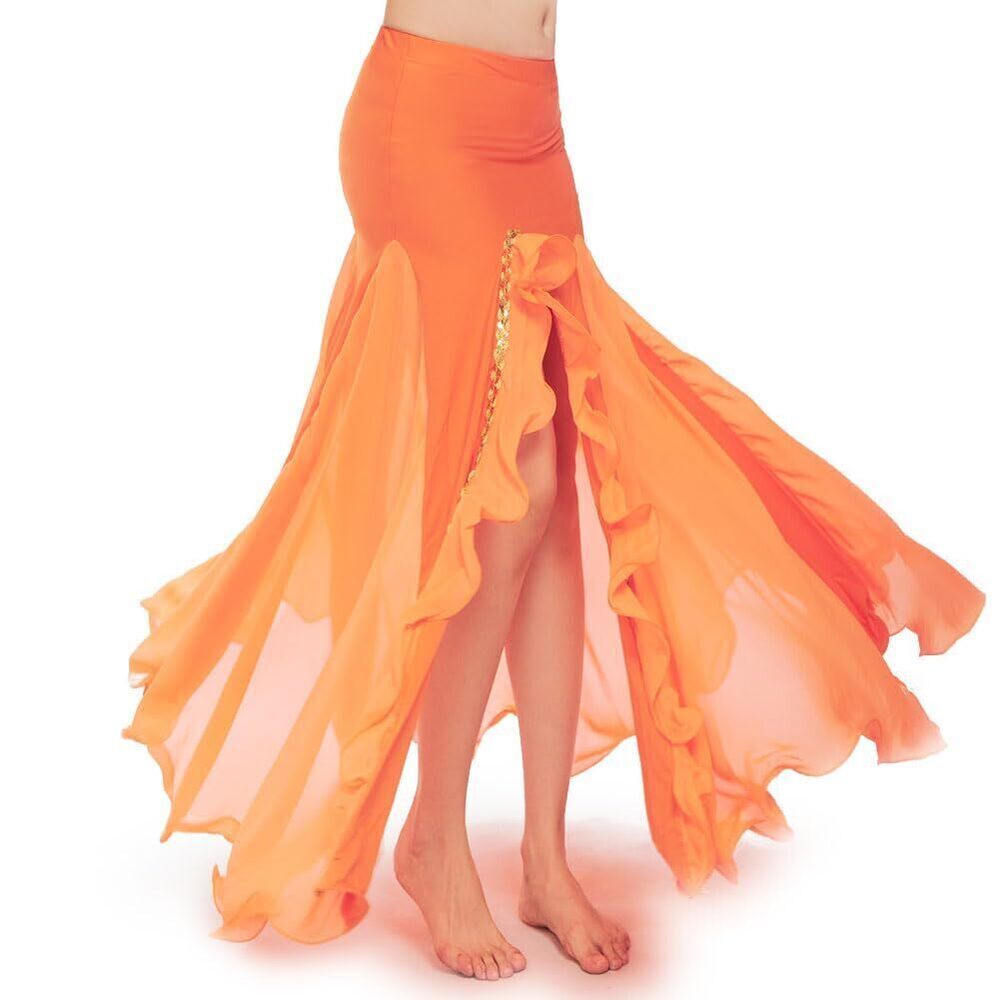 6550 Skirt Belly Dance Costume Dancing Dress High Split Beach Ruffle